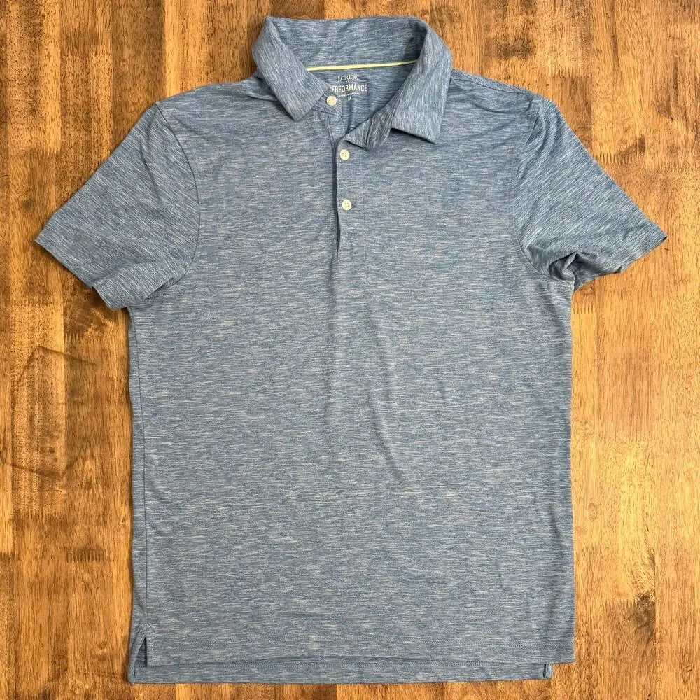 J. Crew Performance Polo Short Sleeve Golf Resort Preppy Heather Blue Men Medium